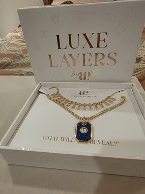 Gold Necklace with Blue Pendant